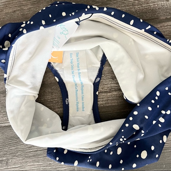 Kona Sol Bikini Bottom Navy Dot Print Plus Size 14W - Picture 10 of 10